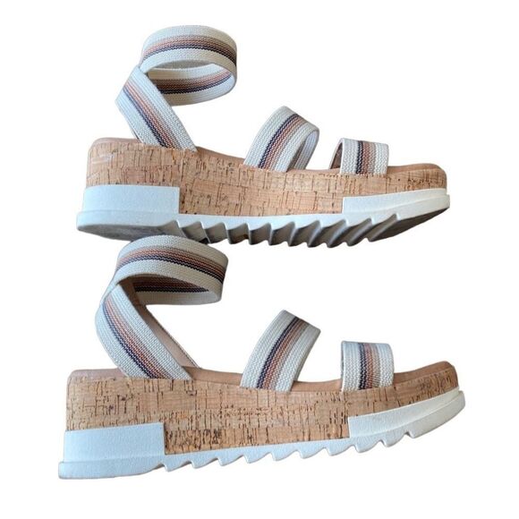 Steve Madden Bandi Beige Multi Sandal 8.5 Espadrille Platform - Picture 5 of 8